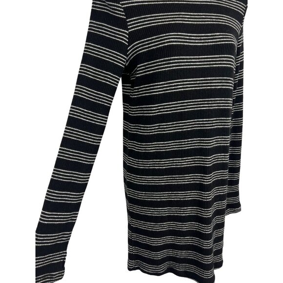 Volcom Stripe Dress Size Small S Long Sleeve Crew Neck Black White Stripe New - Picture 5 of 10